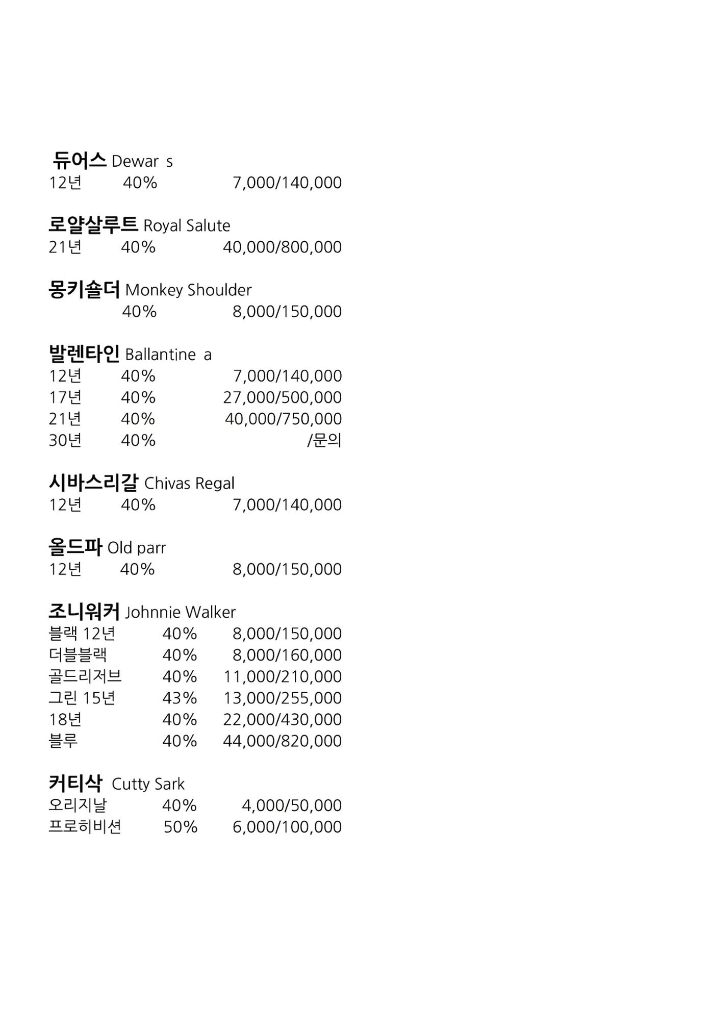 블루몽크 위스키바 메뉴 9페이지