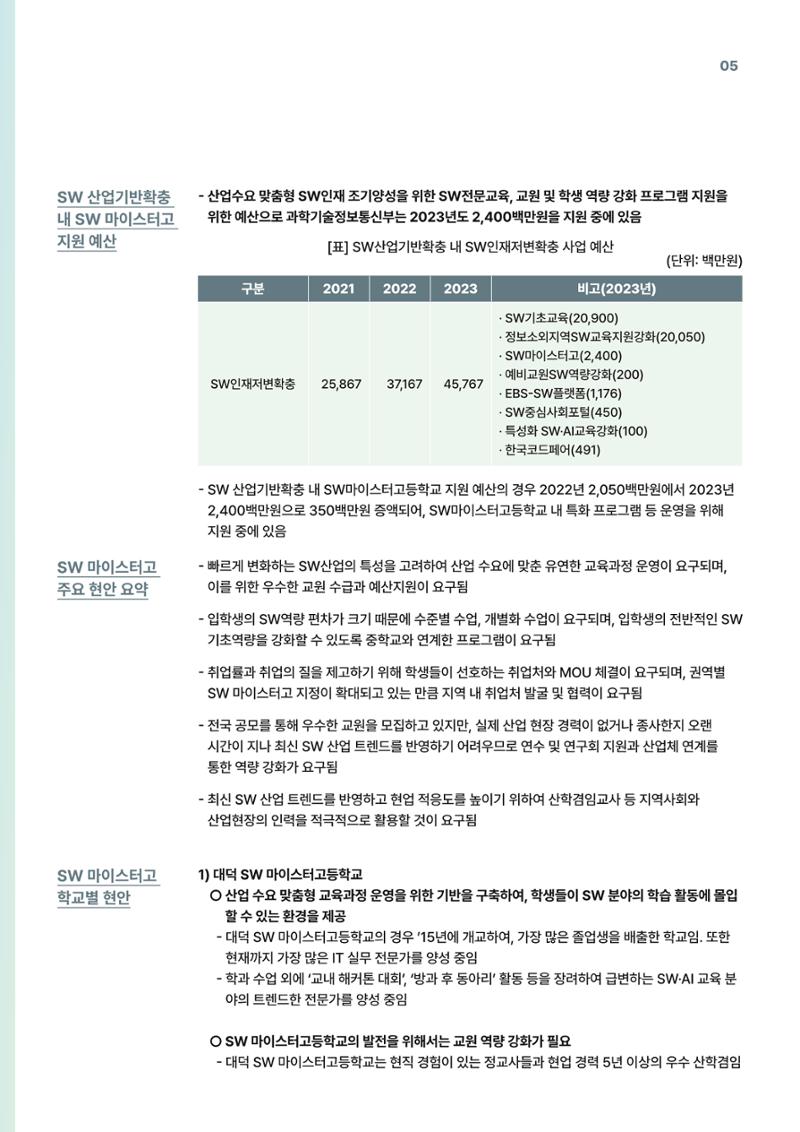 코팩포커스_SW 마이스터고등학교 디지털 교육 운영 현황) 5페이지