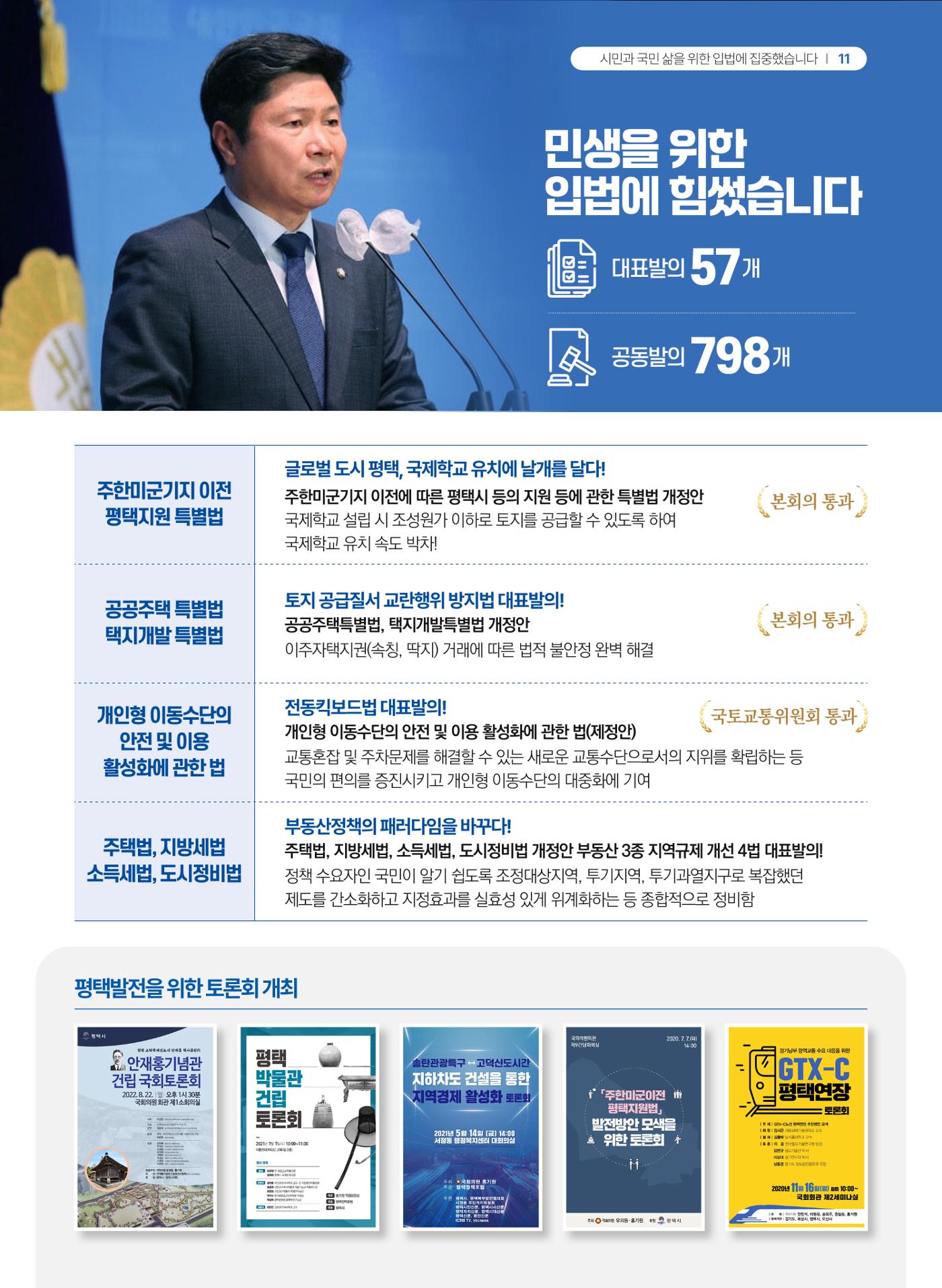 평택갑 국회의원 홍기원 2023 의정보고서 11페이지