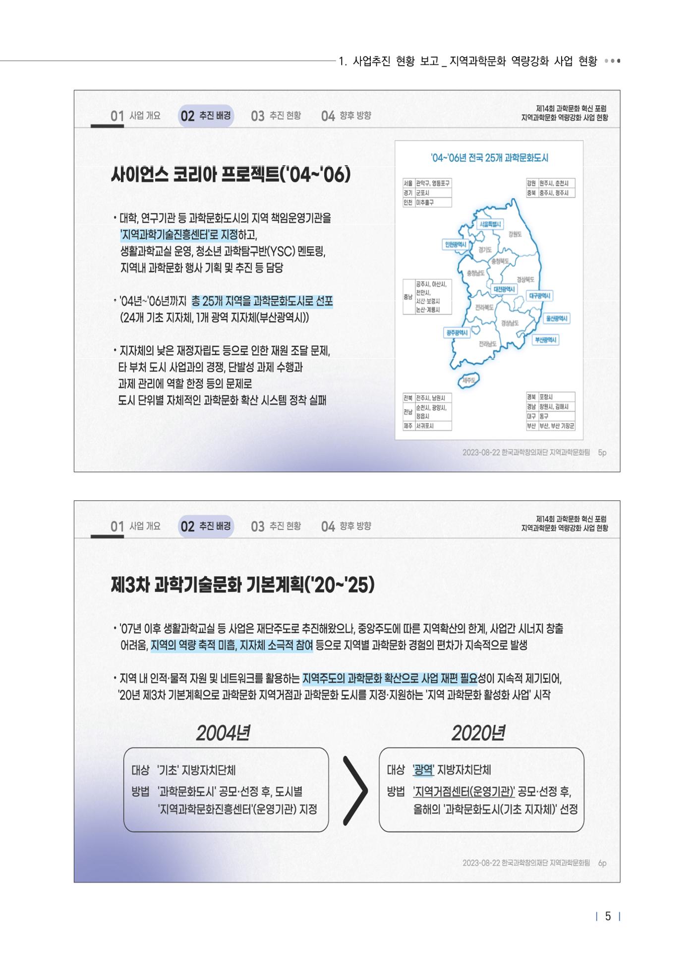 제14회 과학문화 혁신포럼 자료집_지역과학문화 역량강화 사업 활성화 9페이지