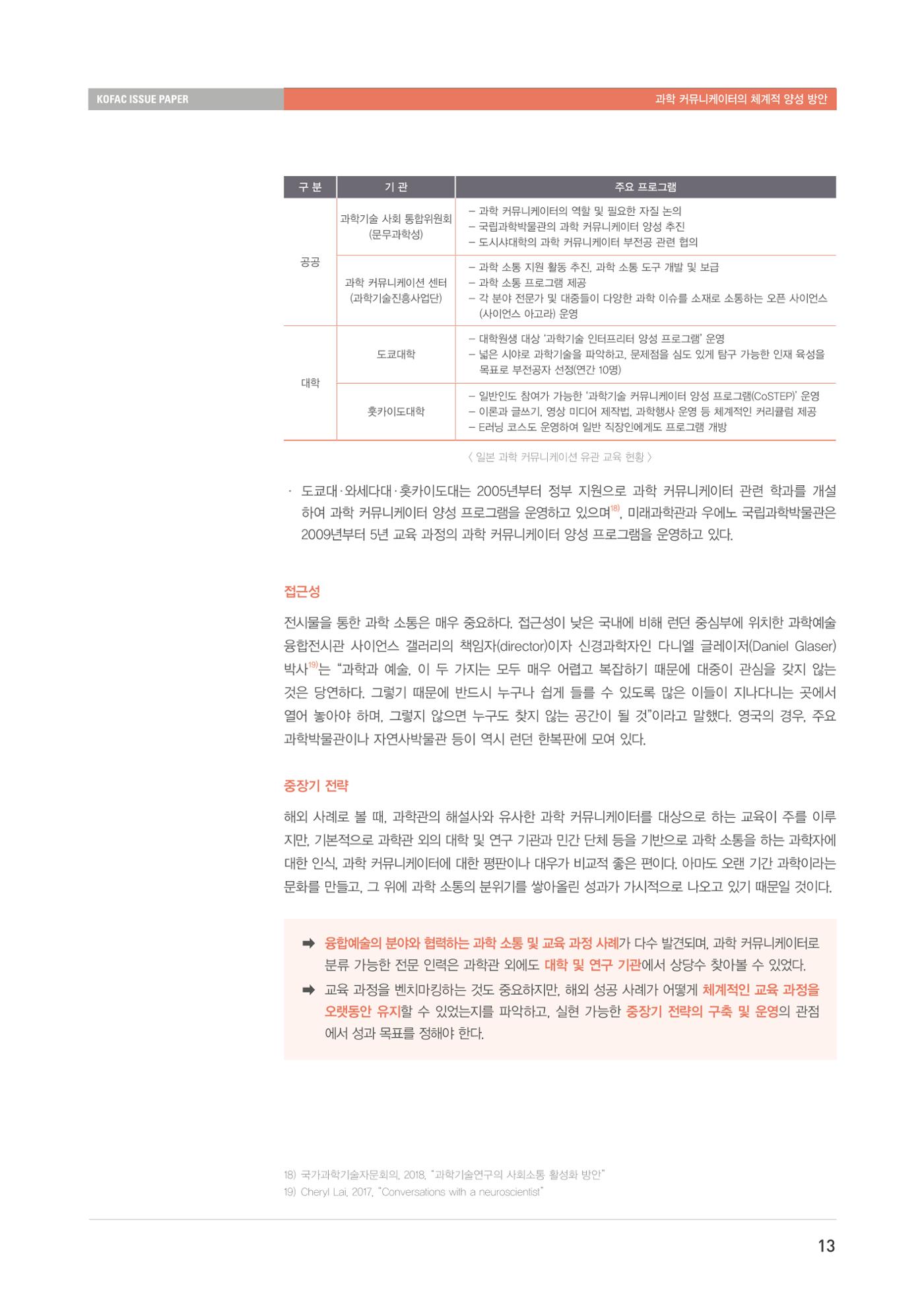 이슈페이퍼-과학 커뮤니케이터의 체계적 양성 방안 13페이지