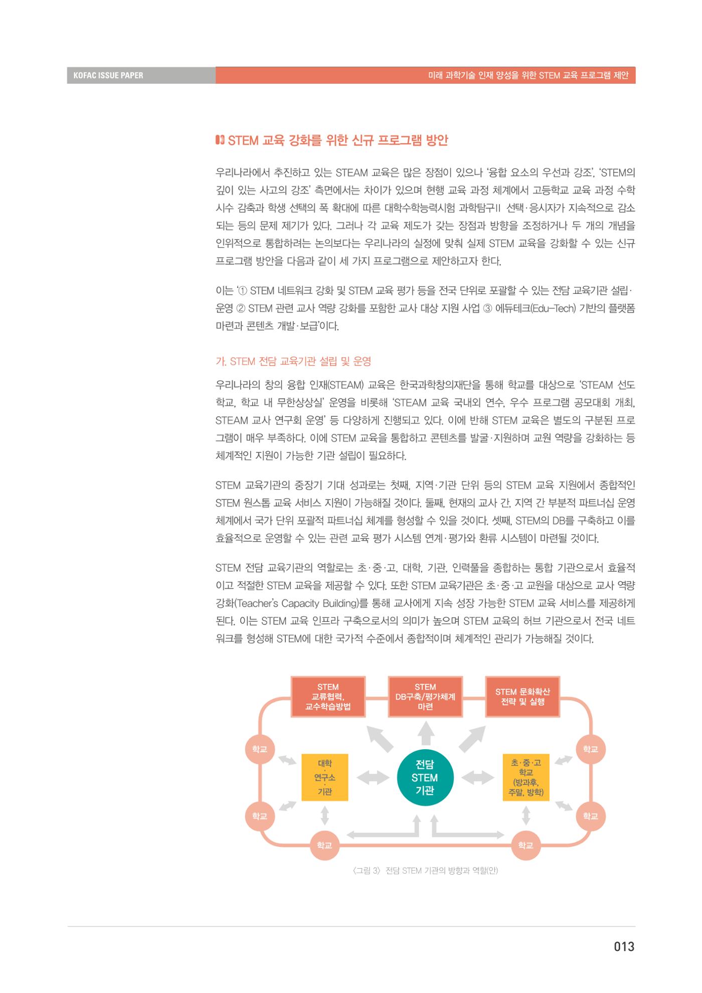 이슈페이퍼-미래 과학기술인재 양성을 위한 stem 교육 프로그램 제안 13페이지