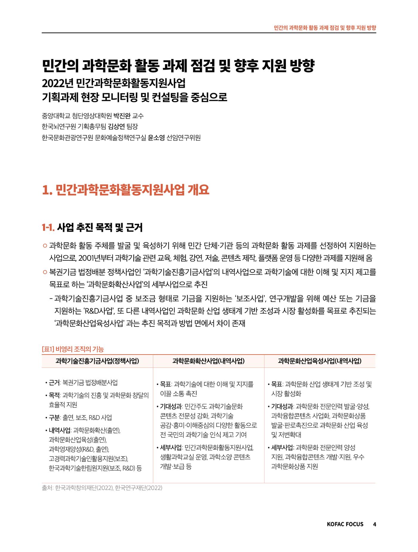 코팩포커스_민간의 과학문화 활동 과제 점검 및 향후 지원 방향 4페이지