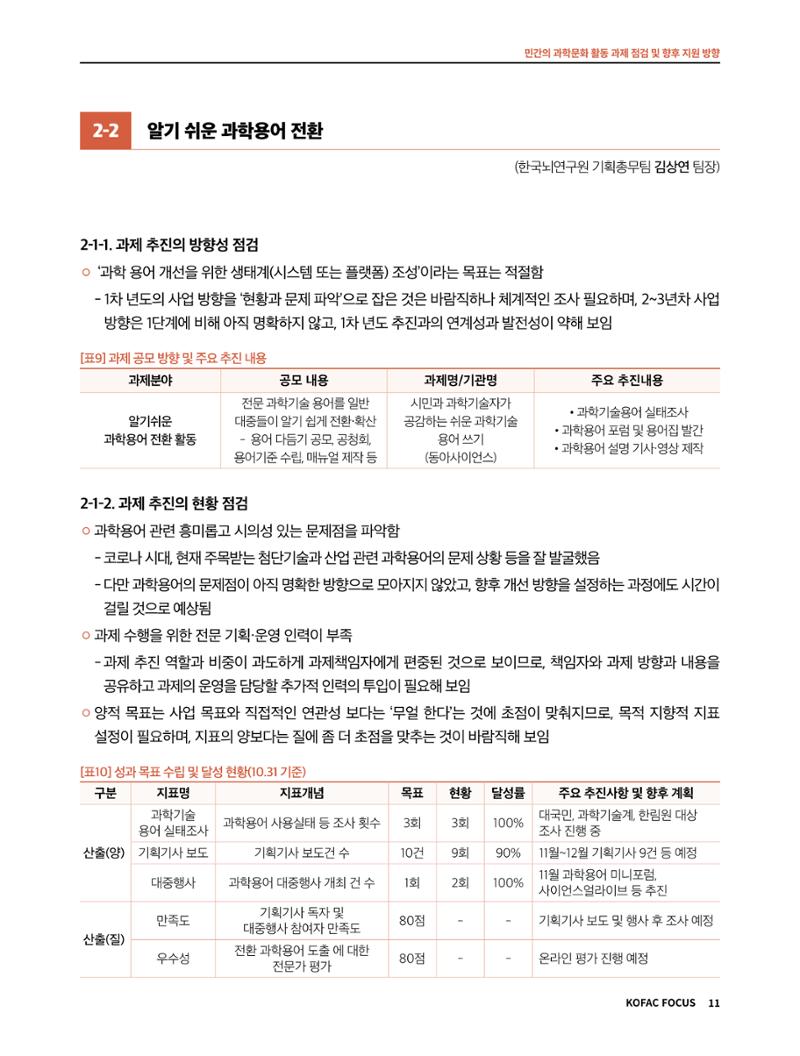 코팩포커스_민간의 과학문화 활동 과제 점검 및 향후 지원 방향 11페이지