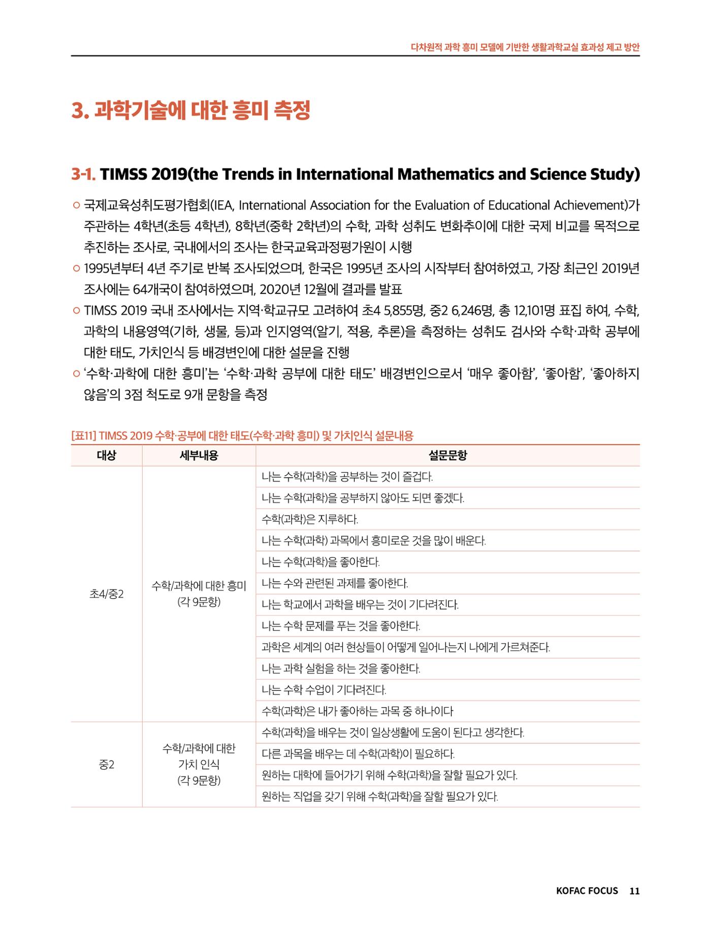 코팩포커스_다차원적 과학 흥미 모델에 기반한 생활과학교실 효과성 제고 방안 11페이지