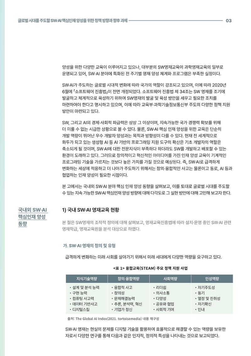 코팩포커스_글로벌 시대를 주도한 swai 핵심인재양성을 위한 정책 방향과 향후 과제 3페이지