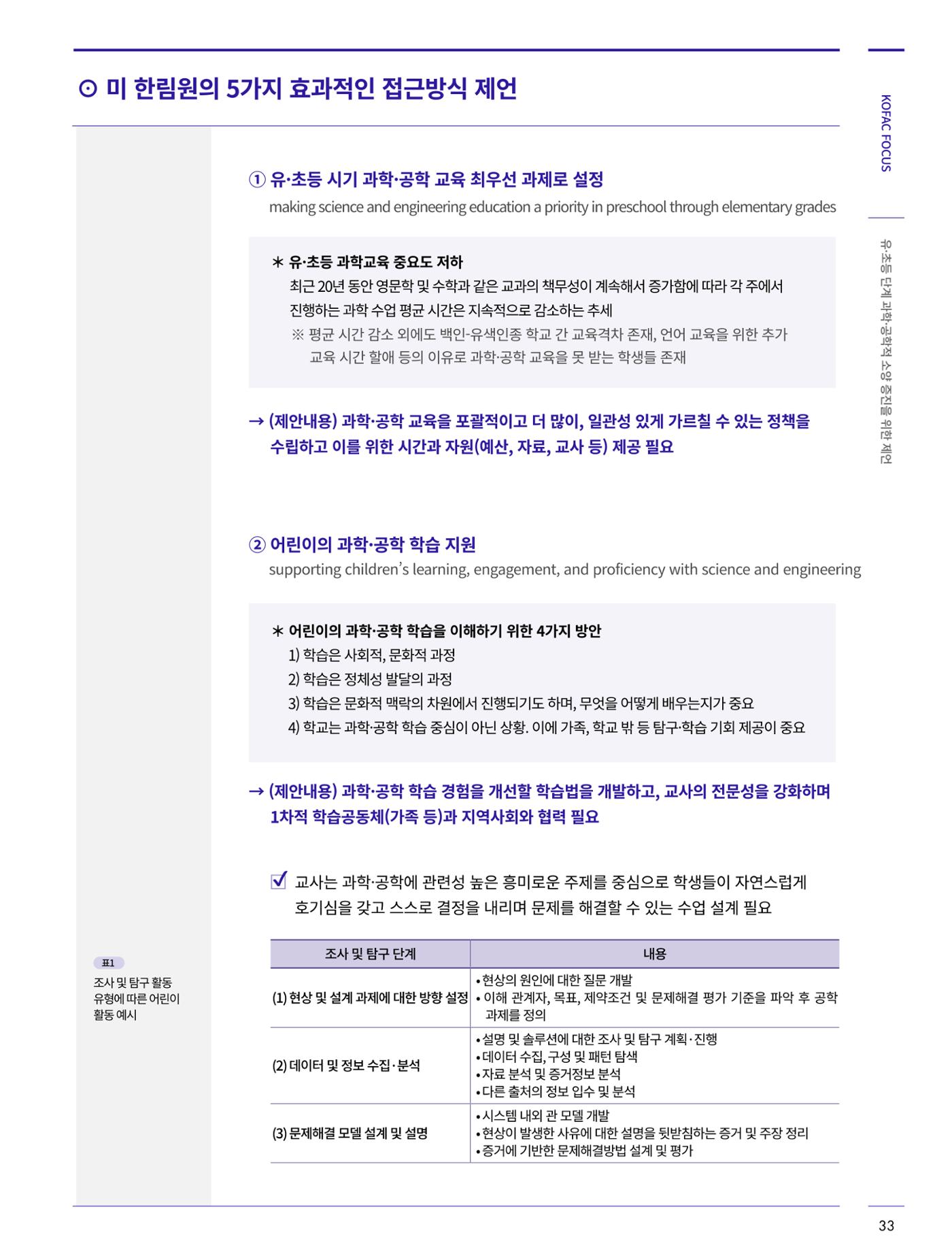 코팩포커스_유초등 단계 과학공학적 소양 증진을 위한 제언 4페이지