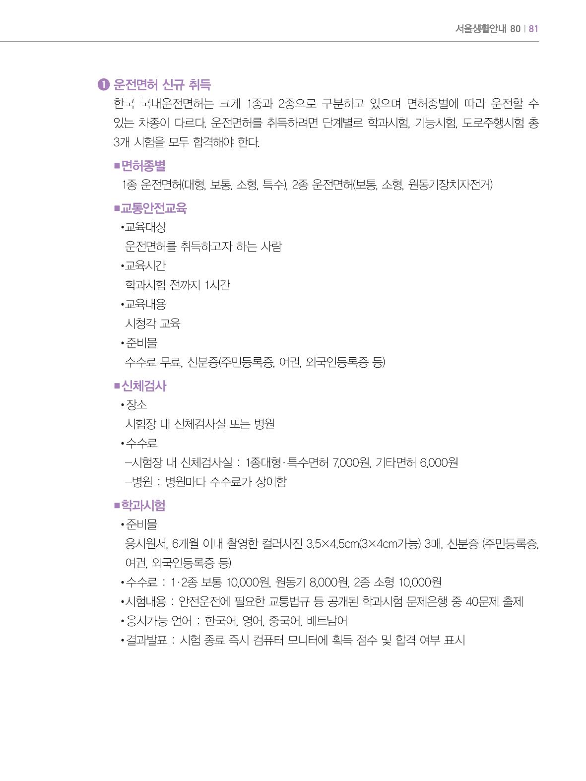2024 외국인에게 꼭 필요한 서울생활안내 80페이지