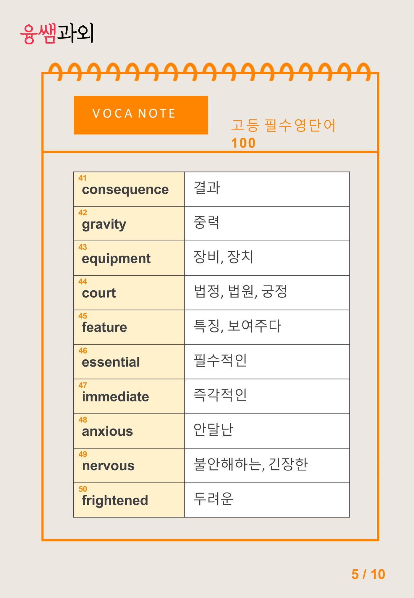 융쌤 필수 고등 영단어 6페이지