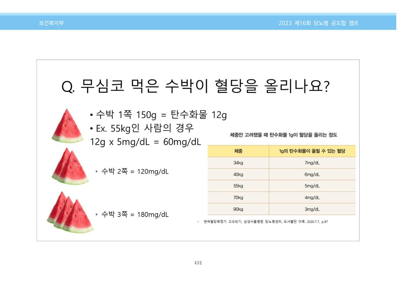 한국소아당뇨인협회 16회 공도함 캠프 E북 자료집 431페이지