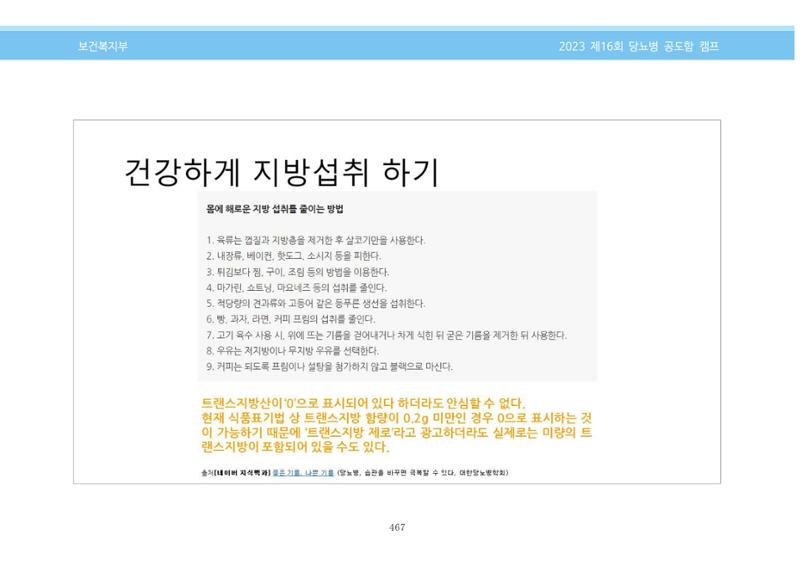 한국소아당뇨인협회 16회 공도함 캠프 E북 자료집 467페이지