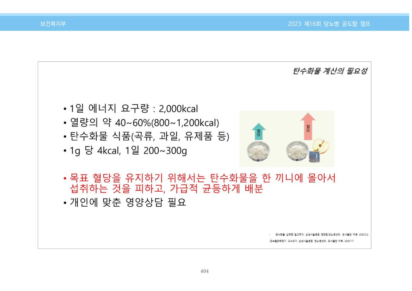 한국소아당뇨인협회 16회 공도함 캠프 E북 자료집 404페이지