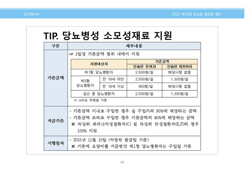 한국소아당뇨인협회 16회 공도함 캠프 E북 자료집 54페이지