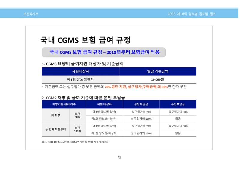 한국소아당뇨인협회 16회 공도함 캠프 E북 자료집 75페이지