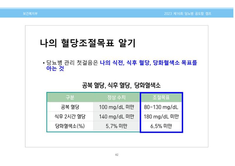 한국소아당뇨인협회 16회 공도함 캠프 E북 자료집 42페이지