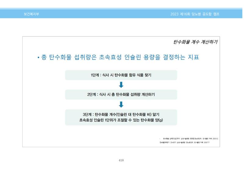 한국소아당뇨인협회 16회 공도함 캠프 E북 자료집 418페이지