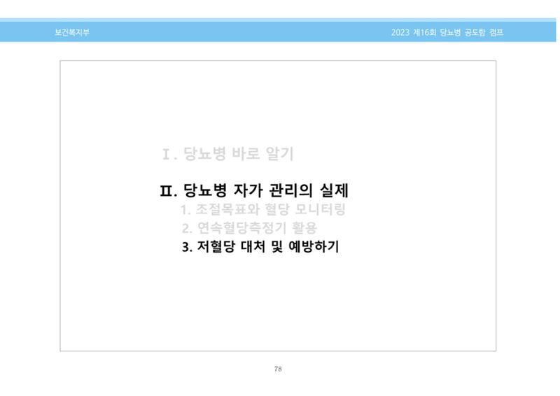 한국소아당뇨인협회 16회 공도함 캠프 E북 자료집 78페이지