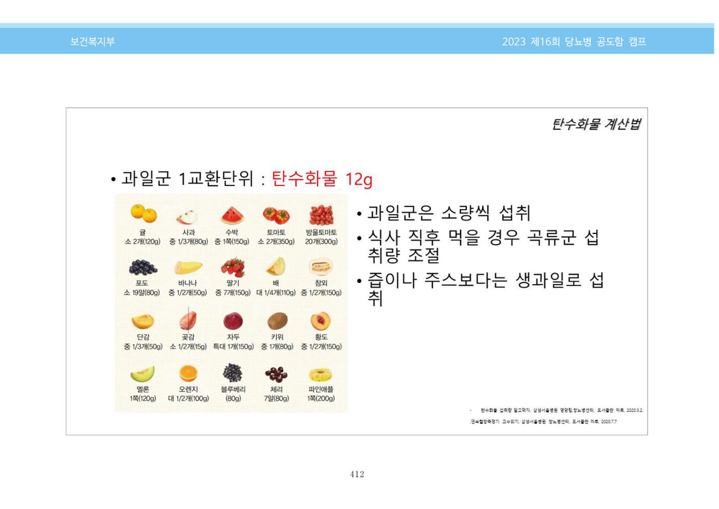 한국소아당뇨인협회 16회 공도함 캠프 E북 자료집 412페이지