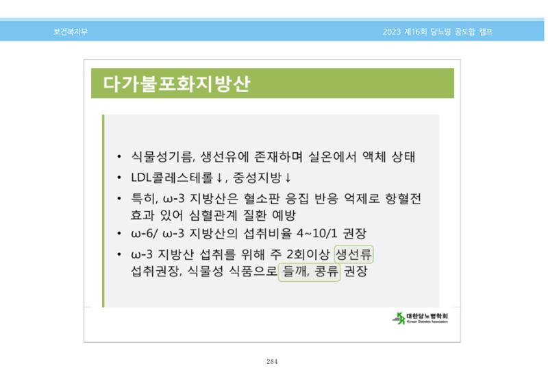 한국소아당뇨인협회 16회 공도함 캠프 E북 자료집 284페이지