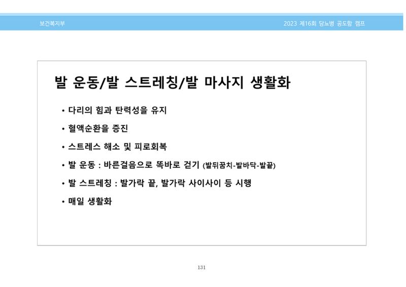 한국소아당뇨인협회 16회 공도함 캠프 E북 자료집 131페이지