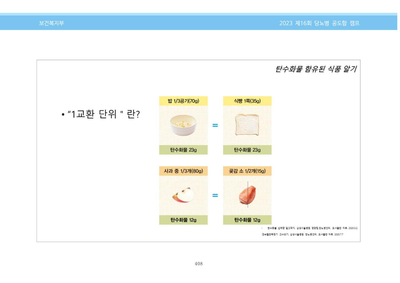 한국소아당뇨인협회 16회 공도함 캠프 E북 자료집 408페이지
