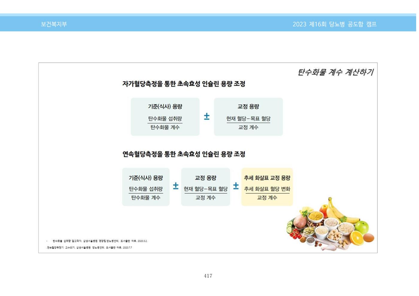한국소아당뇨인협회 16회 공도함 캠프 E북 자료집 417페이지
