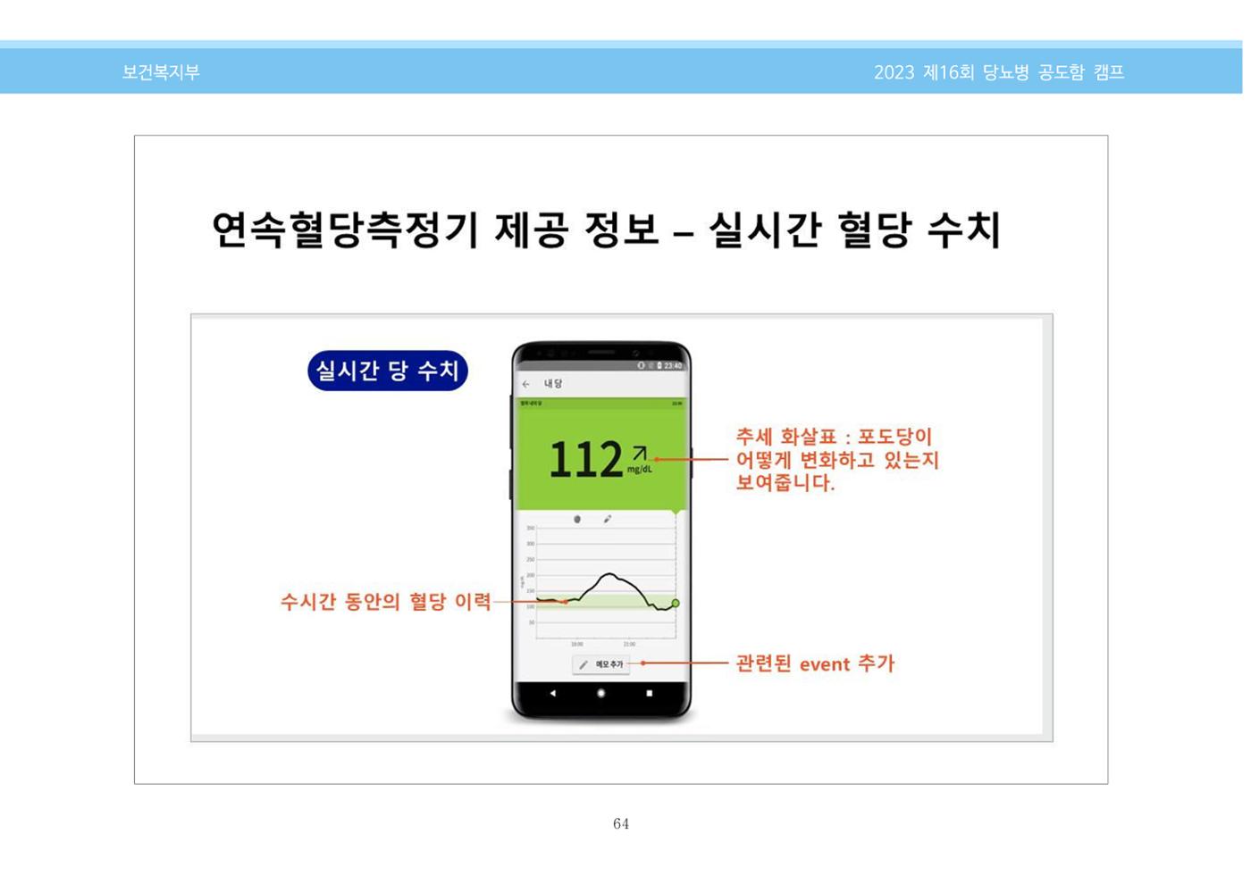 한국소아당뇨인협회 16회 공도함 캠프 E북 자료집 64페이지