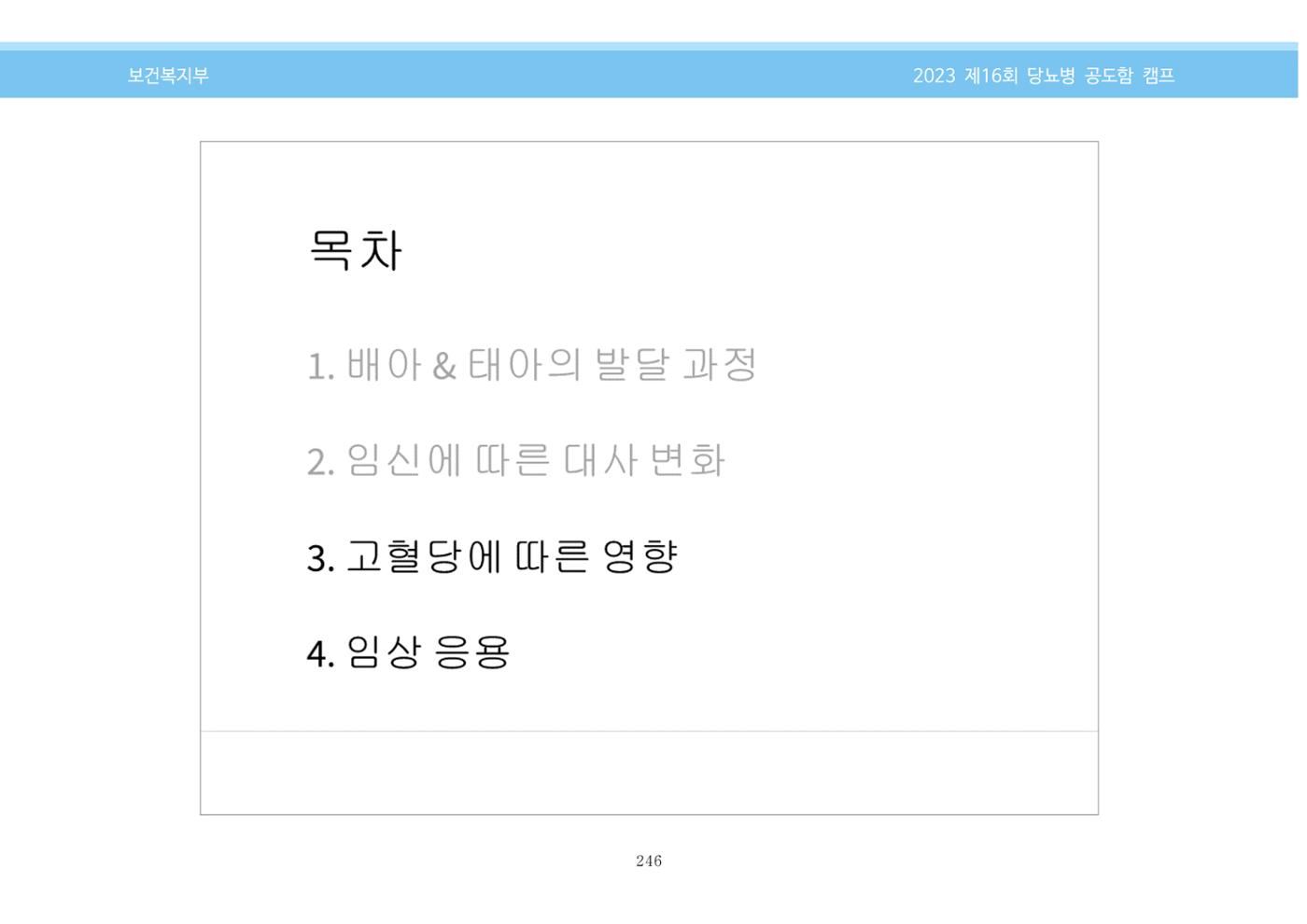 한국소아당뇨인협회 16회 공도함 캠프 E북 자료집 246페이지