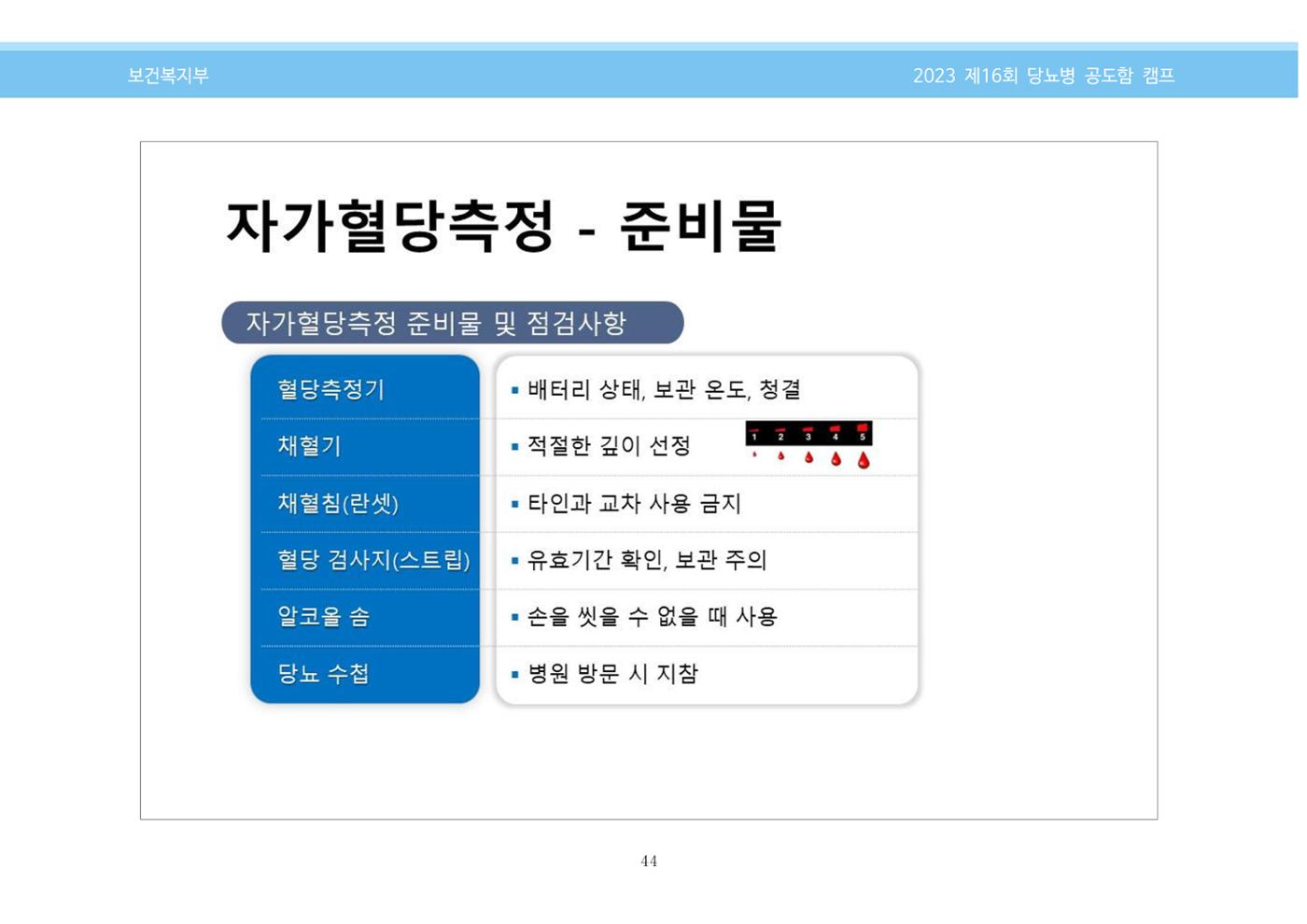 한국소아당뇨인협회 16회 공도함 캠프 E북 자료집 44페이지