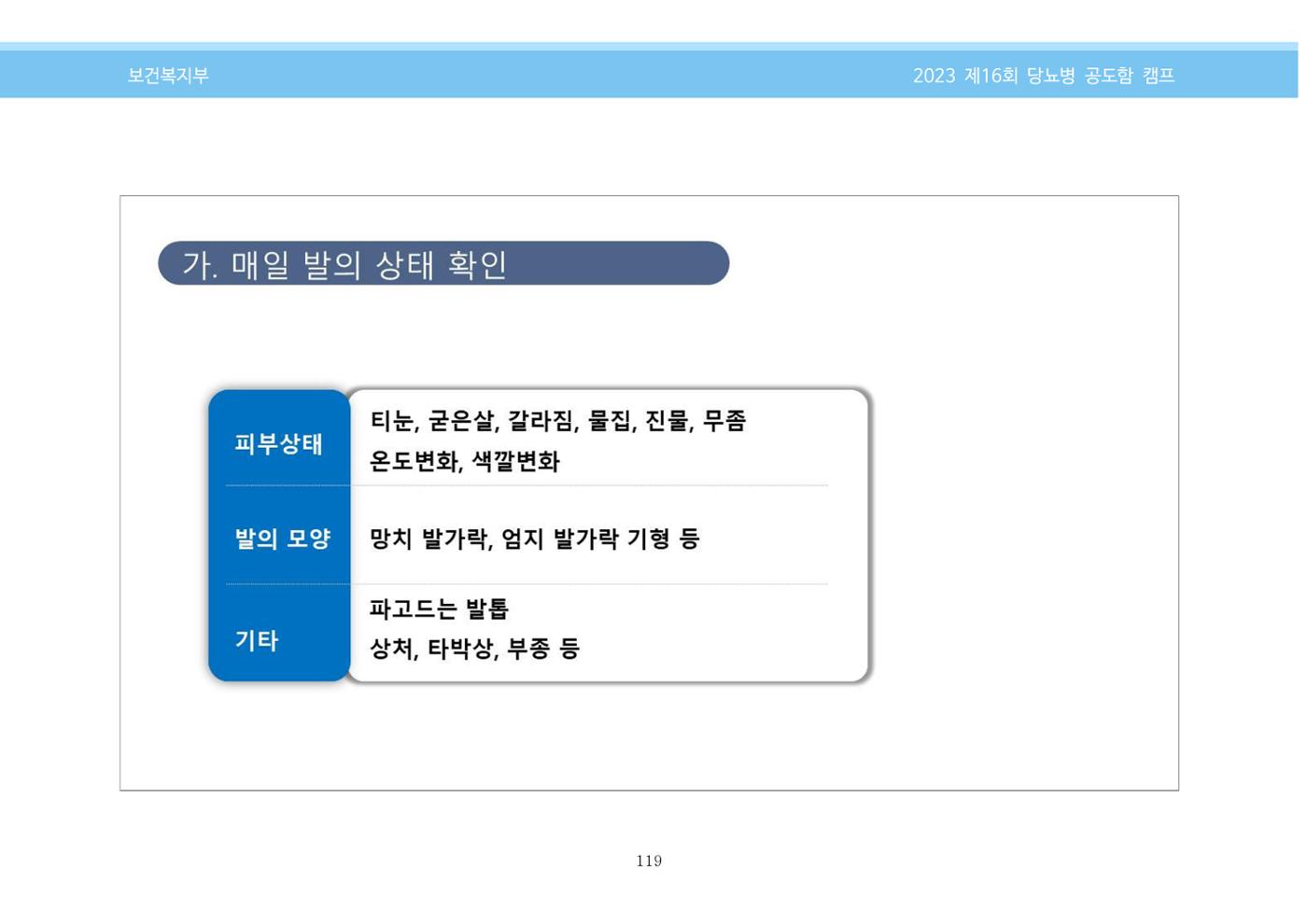 한국소아당뇨인협회 16회 공도함 캠프 E북 자료집 119페이지