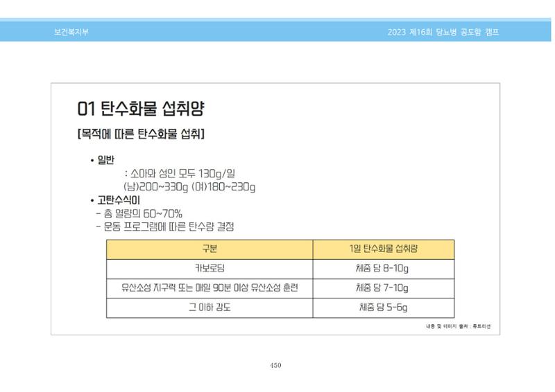 한국소아당뇨인협회 16회 공도함 캠프 E북 자료집 450페이지