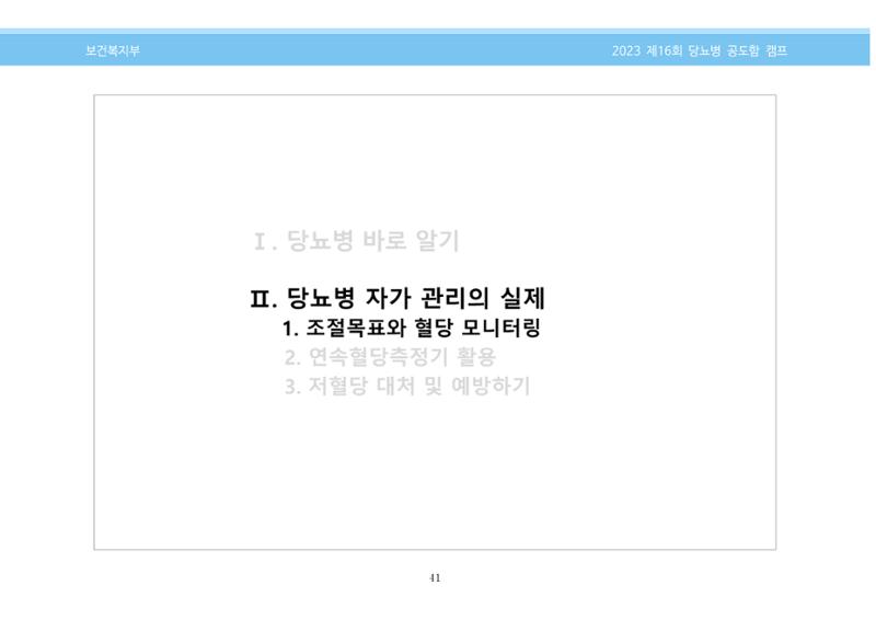 한국소아당뇨인협회 16회 공도함 캠프 E북 자료집 41페이지