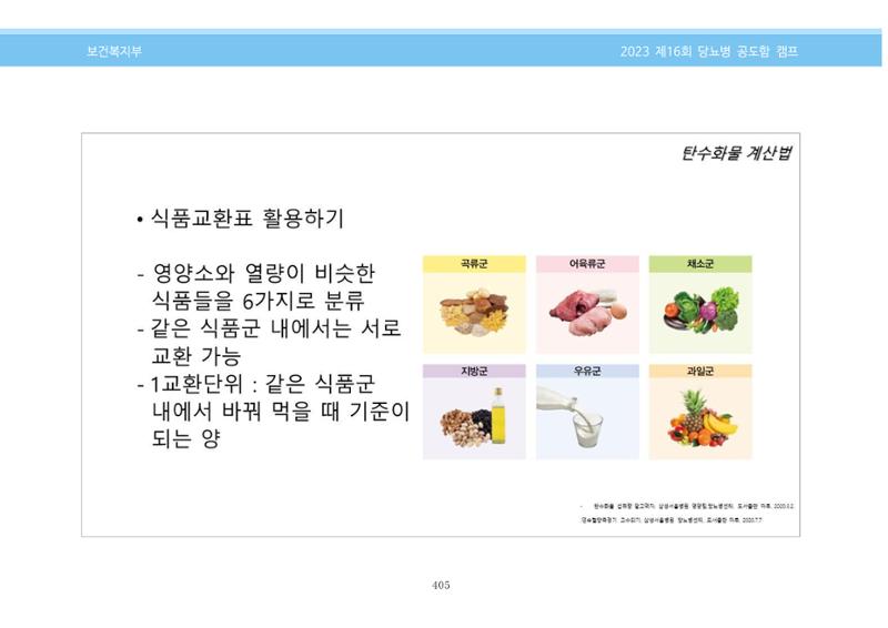 한국소아당뇨인협회 16회 공도함 캠프 E북 자료집 405페이지