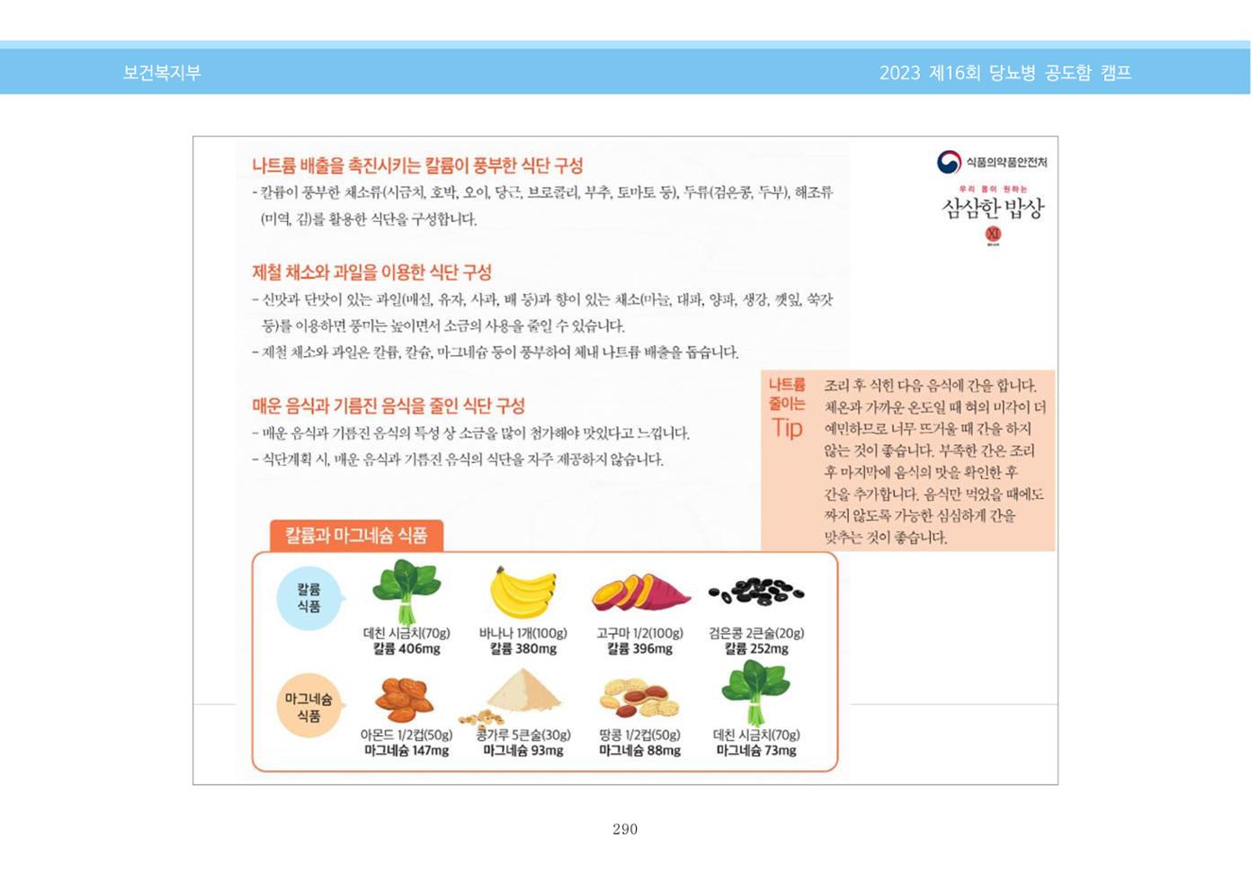 한국소아당뇨인협회 16회 공도함 캠프 E북 자료집 290페이지