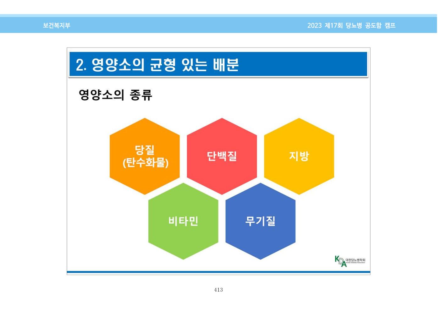 한국소아당뇨인협회 17회 공도함 캠프 E북 자료집 413페이지