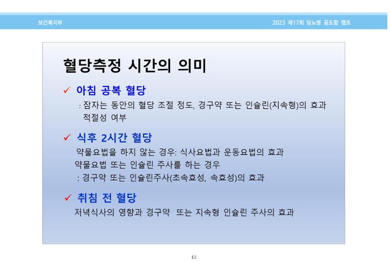 한국소아당뇨인협회 17회 공도함 캠프 E북 자료집 43페이지