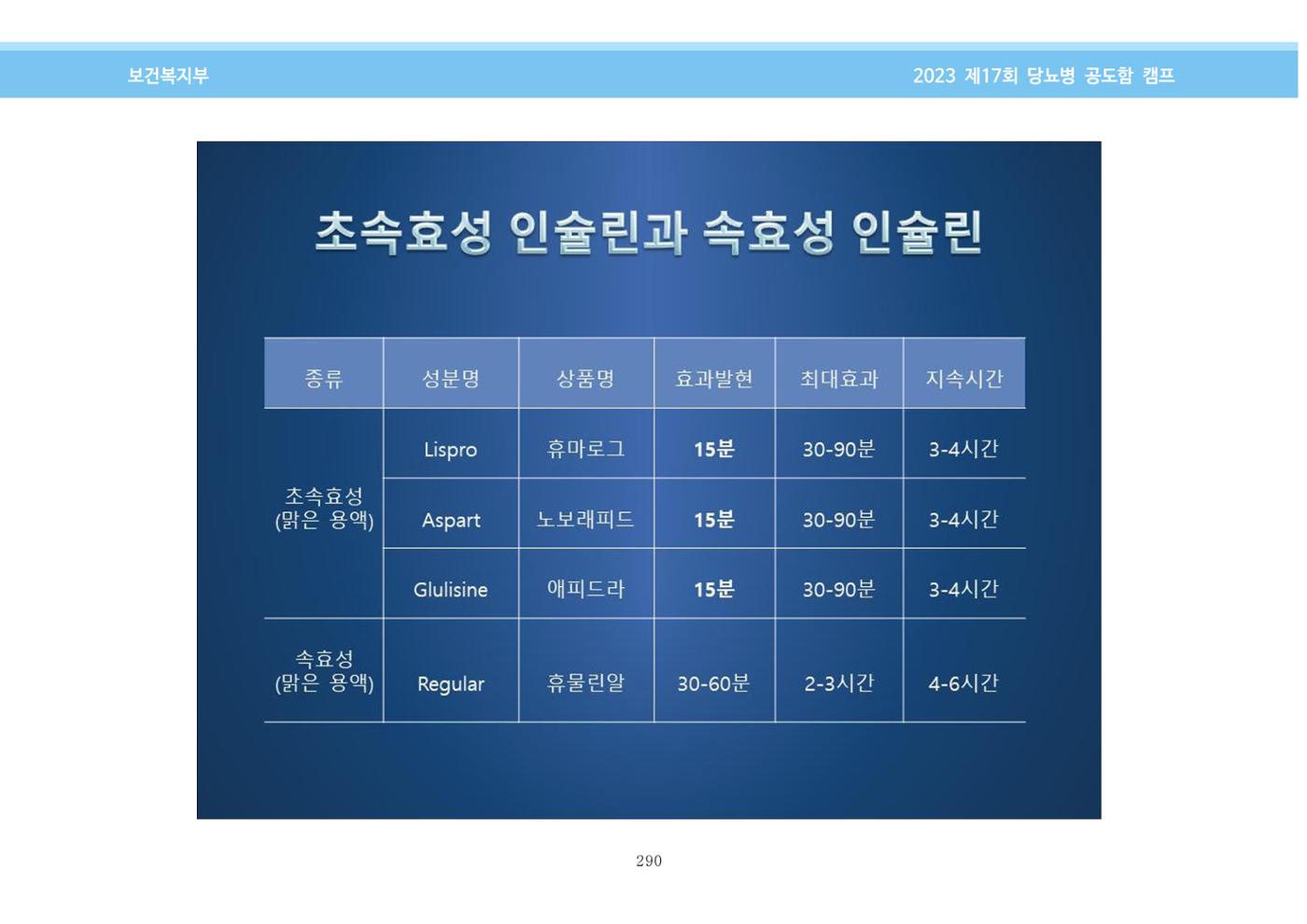 한국소아당뇨인협회 17회 공도함 캠프 E북 자료집 290페이지