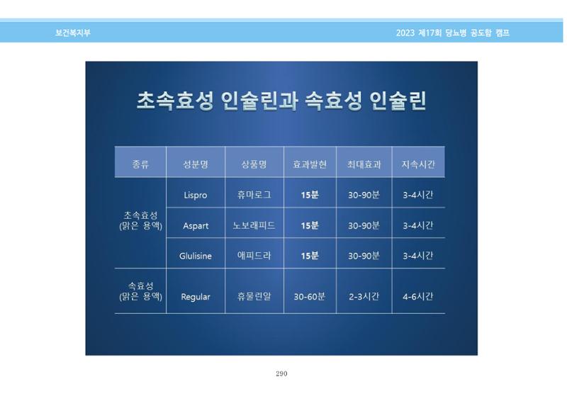 한국소아당뇨인협회 17회 공도함 캠프 E북 자료집 290페이지