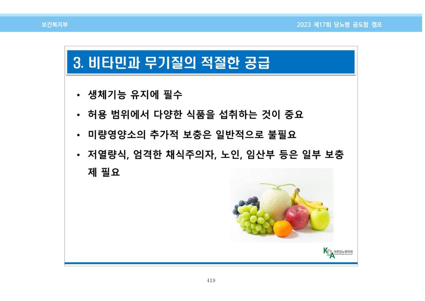 한국소아당뇨인협회 17회 공도함 캠프 E북 자료집 419페이지