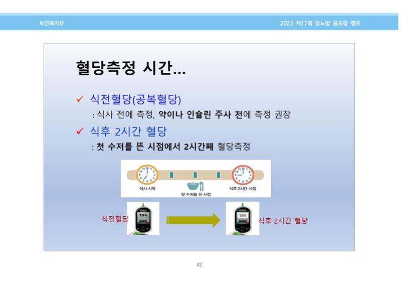 한국소아당뇨인협회 17회 공도함 캠프 E북 자료집 42페이지