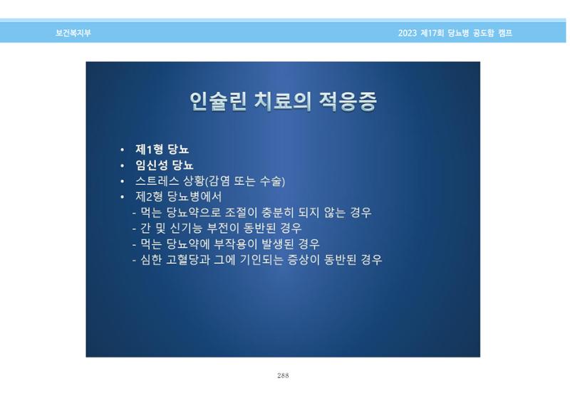 한국소아당뇨인협회 17회 공도함 캠프 E북 자료집 288페이지