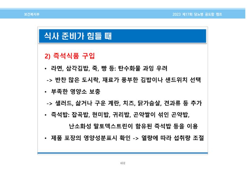 한국소아당뇨인협회 17회 공도함 캠프 E북 자료집 432페이지