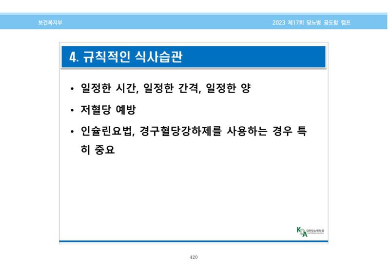 한국소아당뇨인협회 17회 공도함 캠프 E북 자료집 420페이지