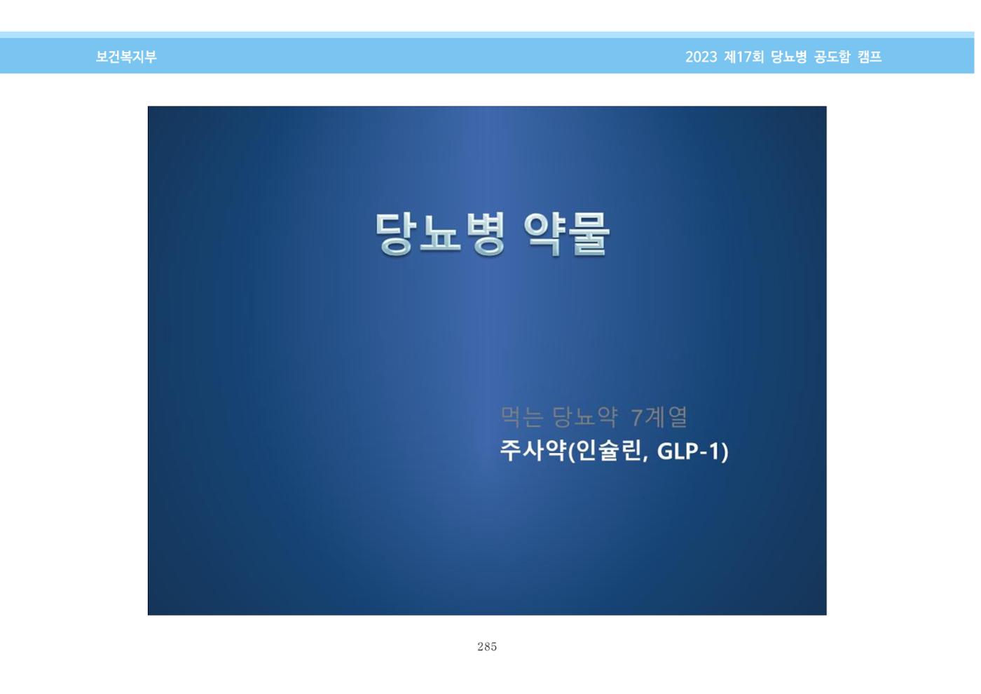 한국소아당뇨인협회 17회 공도함 캠프 E북 자료집 285페이지