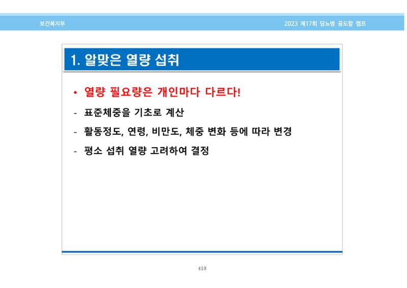 한국소아당뇨인협회 17회 공도함 캠프 E북 자료집 410페이지
