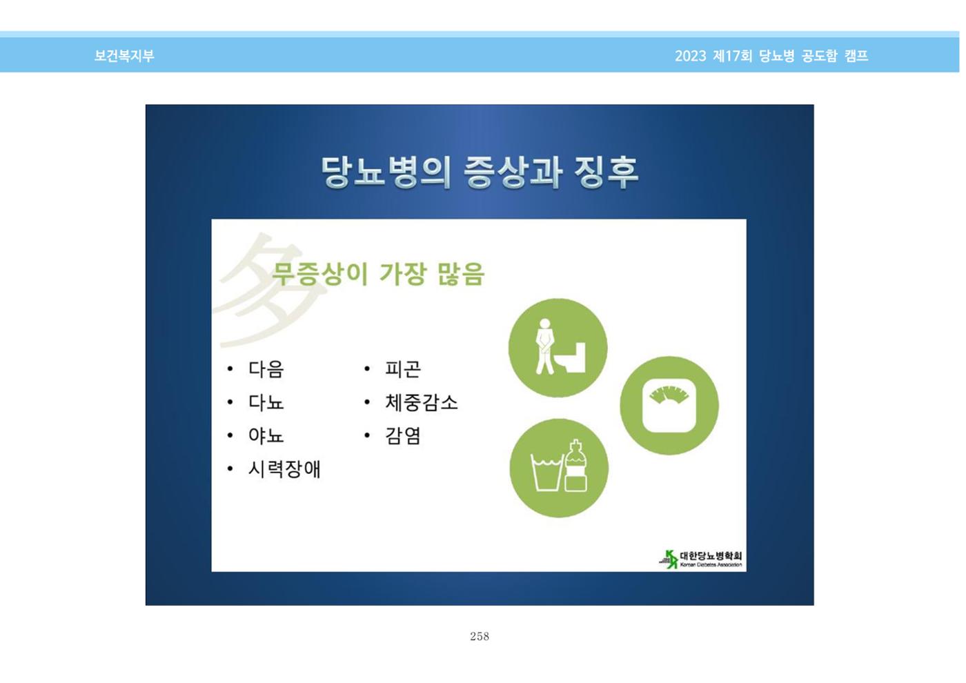 한국소아당뇨인협회 17회 공도함 캠프 E북 자료집 258페이지