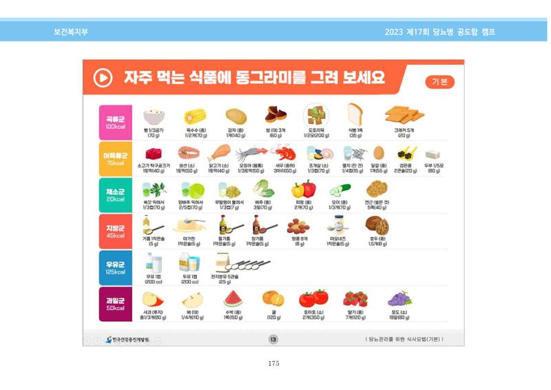 한국소아당뇨인협회 17회 공도함 캠프 E북 자료집 175페이지