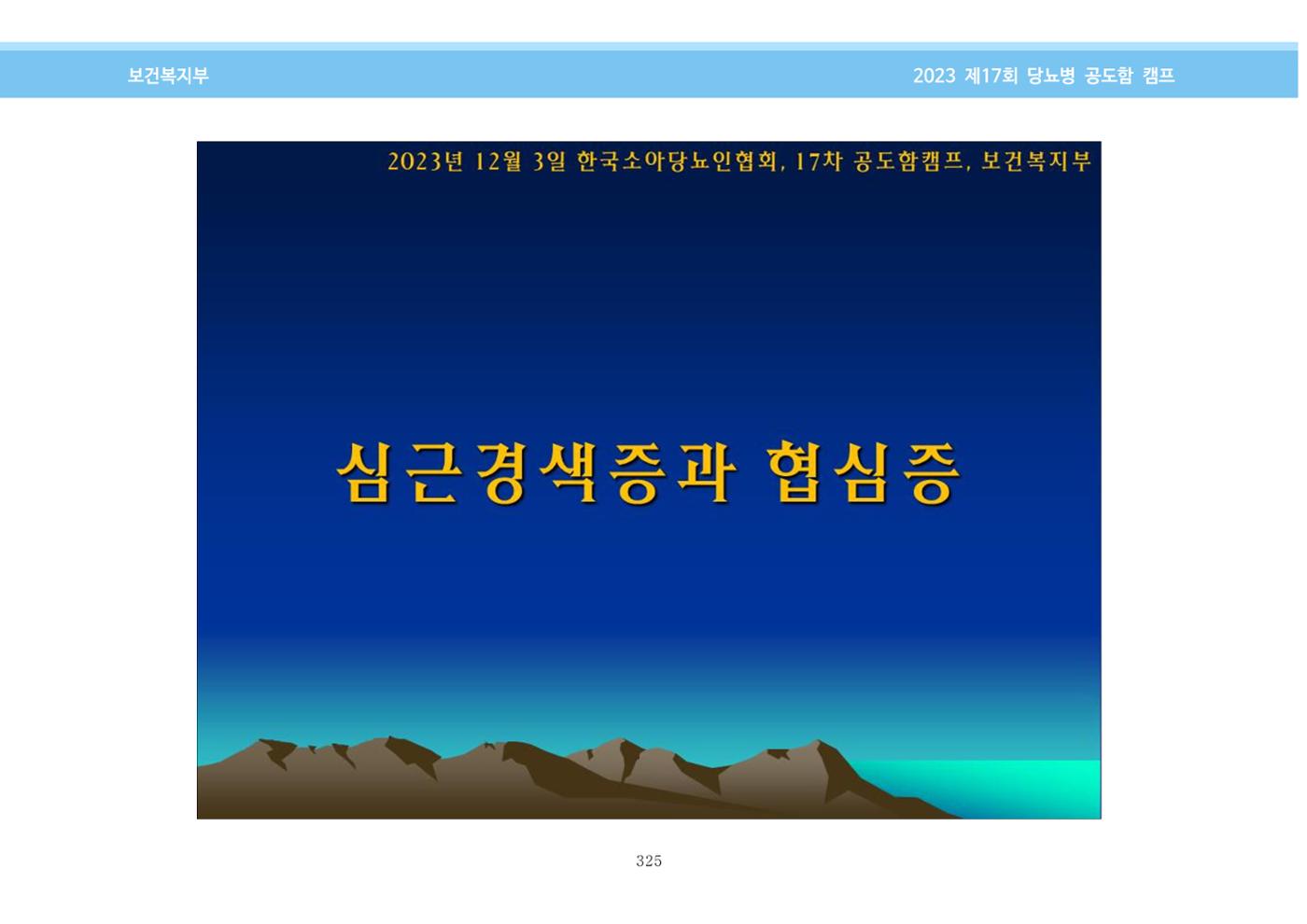 한국소아당뇨인협회 17회 공도함 캠프 E북 자료집 325페이지