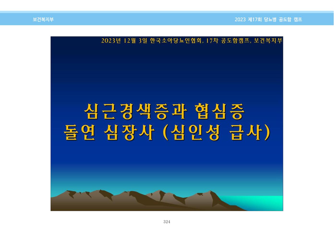 한국소아당뇨인협회 17회 공도함 캠프 E북 자료집 324페이지