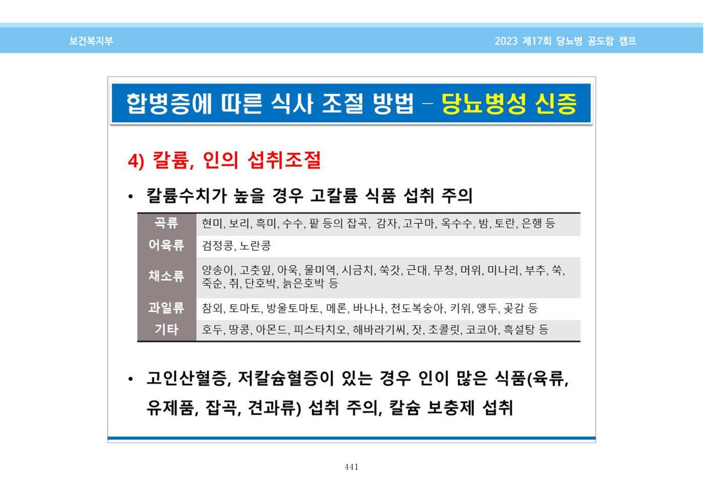 한국소아당뇨인협회 17회 공도함 캠프 E북 자료집 441페이지